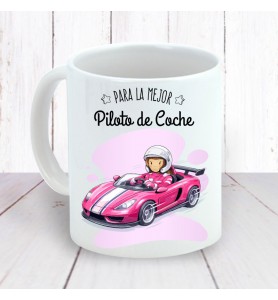 Taza Piloto Coches Chica