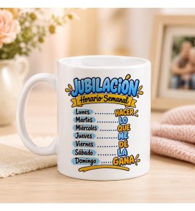 Taza Agenda Jubilación Azul